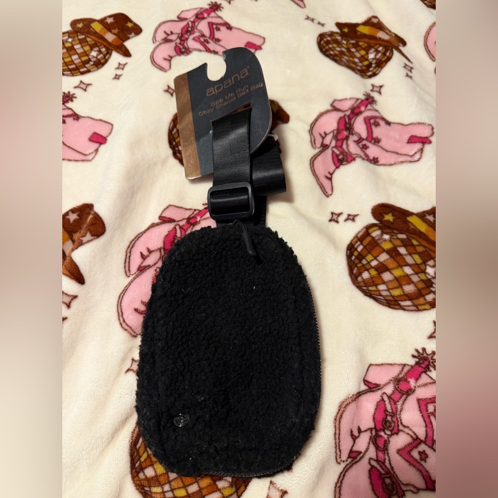 Apana Black Cozy Sherpa Belt Bag